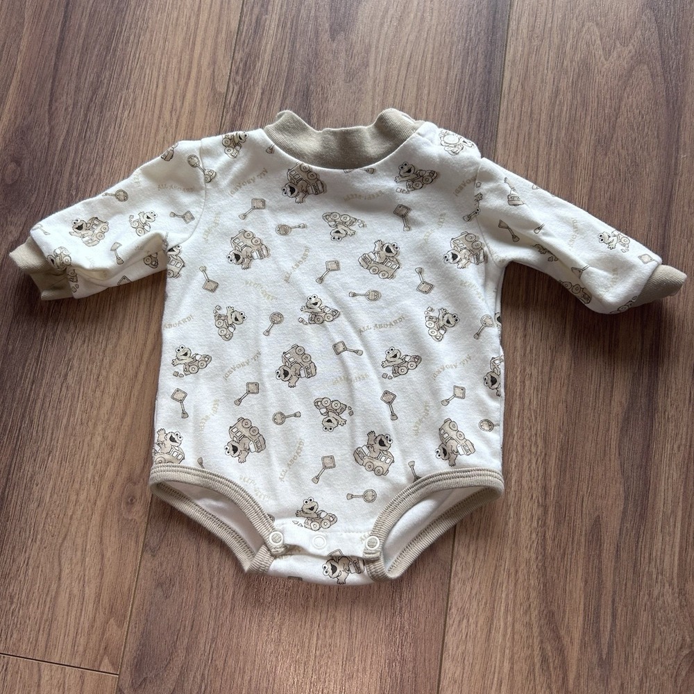 Vintage Y2K Baby Elmo Sesame Street Long Sleeve One Piece 3-6 Mo Bodysuit